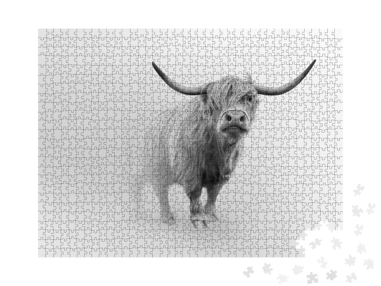 Puzzle 1000 Teile „Schottisches Hochlandrind, schwarz-weiß“