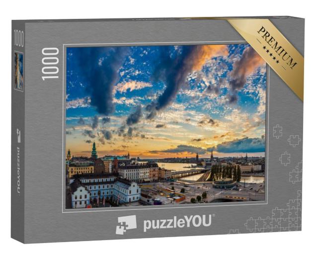 Puzzel 1000 stukjes „Avondaanzicht van Gamla Stan in Stockholm, Zweden“