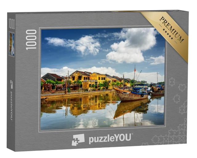 Puzzel 1000 stukjes „Houten boten op de Thu Bon rivier in Hoi An, Vietnam“