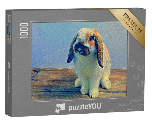 Puzzel 1000 stukjes „in de stijl van Paul-Cezanne - Haas op een houten tafel - Puzzelcollectie Kunstenaars & Schilderijen“