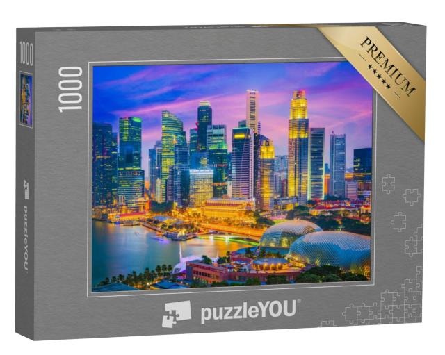 Puzzel 1000 stukjes „Singaporese skyline in het avondlicht“