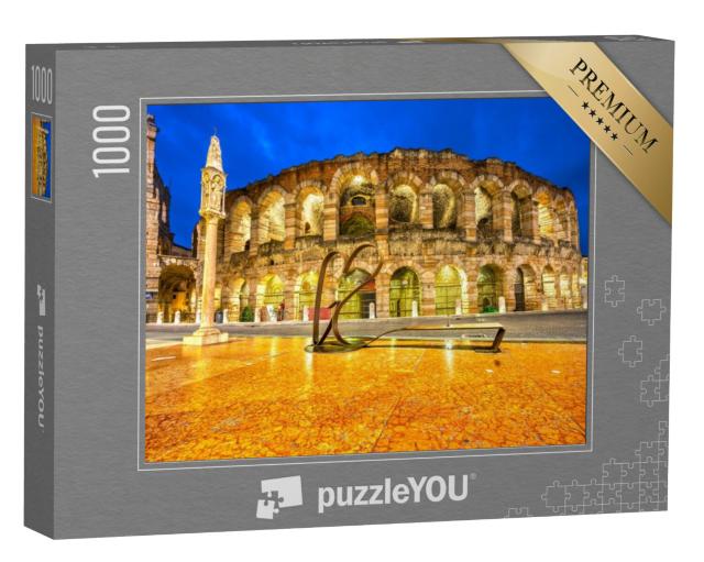 Puzzel 1000 stukjes „Nachtopname van de beroemde Arena, Verona, Italië“