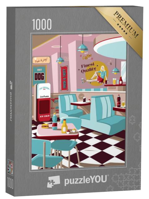 Puzzel 1000 stukjes „Amerikaanse restaurantposter in retrostijl“