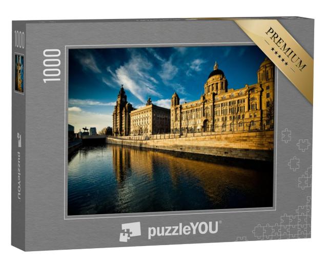 Puzzel 1000 stukjes „Skyline met de drie gratiën, Liverpool“