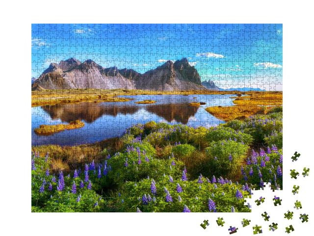 Puzzle 1000 Teile „Malerisch-wild: Stokksnes-Kap, Vestrahorn, Island“