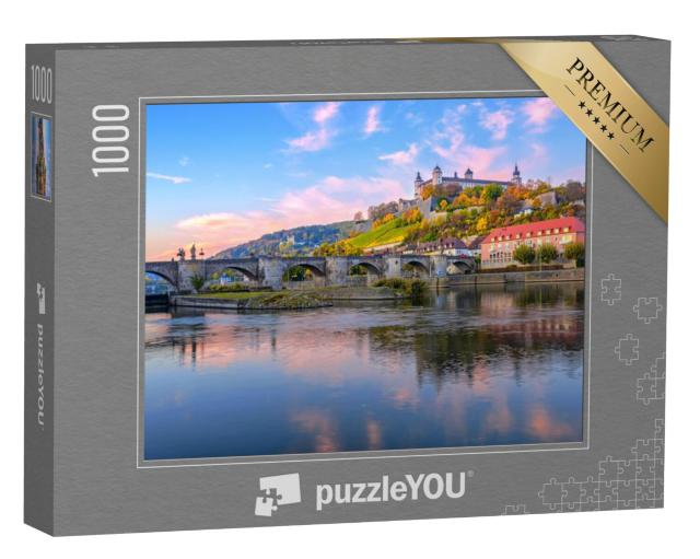 Puzzel 1000 stukjes „Burcht Marienberg en oude hoofdbrug in Würzburg, Duitsland“