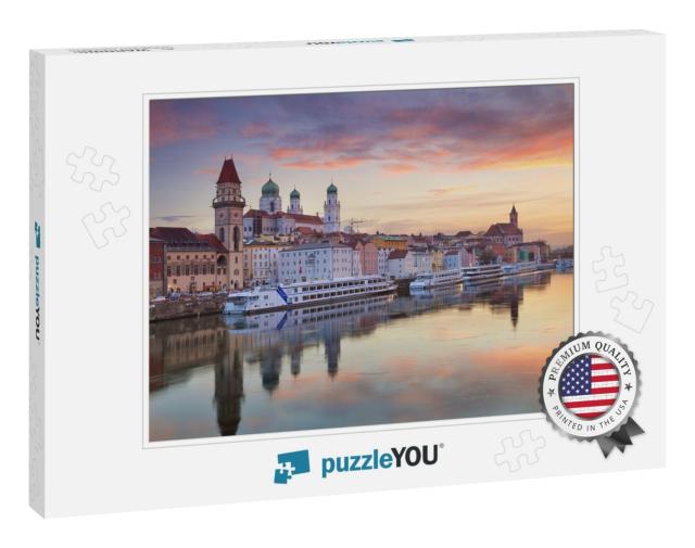 Passau. Passau Skyline During Sunset, Bavaria, Germany... Jigsaw Puzzle