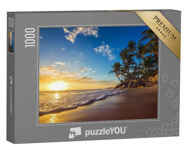 Puzzel 1000 stukjes „Zonsopgang op een paradijselijk strand“