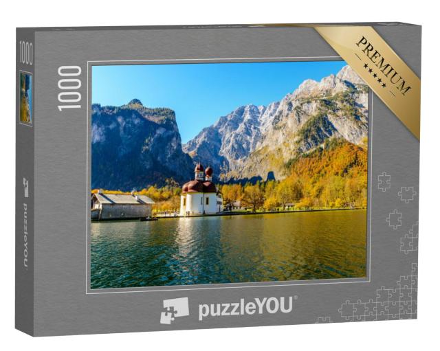 Puzzel 1000 stukjes „Bartholomeuskerk aan de Königssee in de herfst, Beieren, Duitsland“