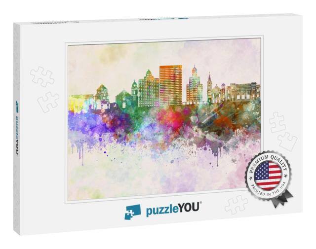 El Paso Skyline in Watercolor Background... Jigsaw Puzzle