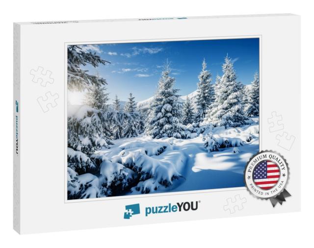 Majestic White Spruces Glowing by Sunlight. Picturesque &... Jigsaw Puzzle