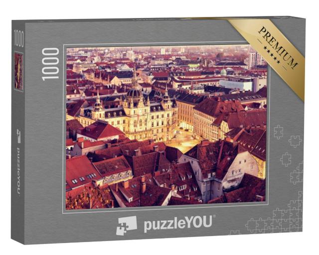 Puzzel 1000 stukjes „Graz in Oostenrijk, luchtfoto vanaf de Schlossberg“