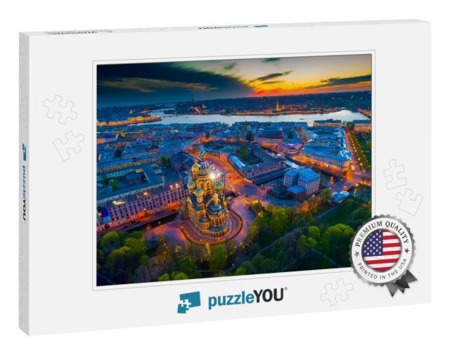 Savior on Spilled Blood. Panorama of St. Petersburg. Nigh... Jigsaw Puzzle