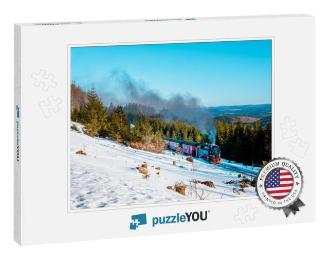 Steam Locomotive in Harz Germany, Steam Train in Snow Win... Jigsaw Puzzle