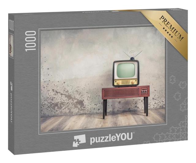 Puzzle 1000 Teile „Retro-Nostalgie: TV-Gerät aus den Anfängen des Fernsehens“
