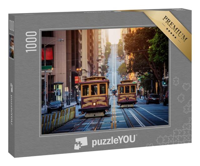 Puzzle 1000 Teile „Cable Cars auf der California Street am Morgen, San Francisco, USA“