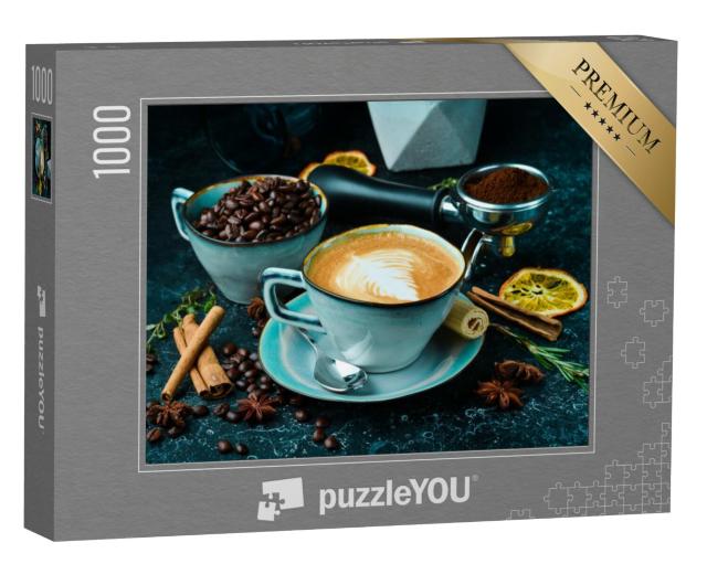 Puzzel 1000 stukjes „Cappuccino koffie met melk in een kopje“