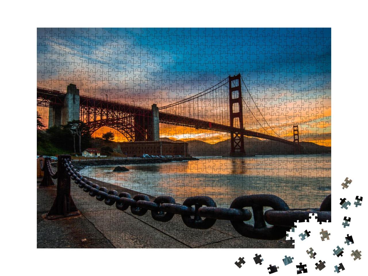 Puzzle 1000 Teile „Goldenes Abendlicht über der Golden Gate Bridge“