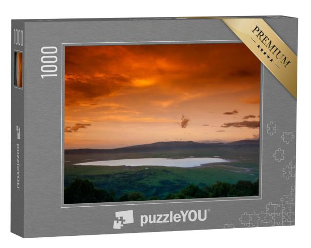 Puzzel 1000 stukjes „Afrikaanse zonsondergang boven de Ngorongoro krater, Tanzania“