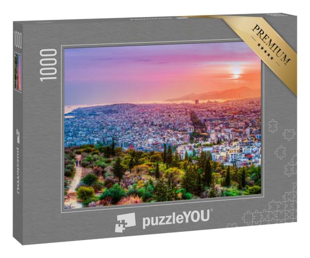 Puzzle 1000 Teile „Athen im Sonnenuntergang“
