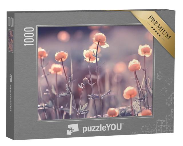 Puzzel 1000 stukjes „Prachtige tere bloemen in de vroege zonsopgang“