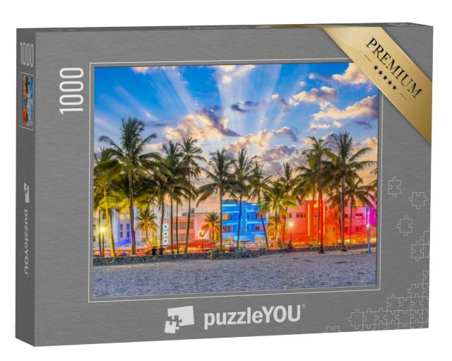 Puzzel 1000 stukjes „Stadsgezicht op Ocean Drive in Miami Beach, Florida, Verenigde Staten“