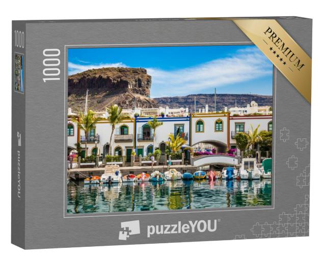 Puzzel 1000 stukjes „Traditionele kleurrijke gebouwen met boten, Gran Canaria, Spanje“