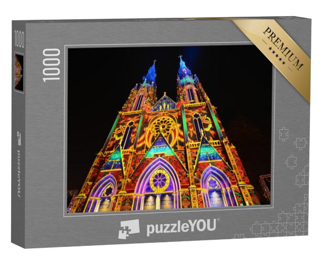 Puzzel 1000 stukjes „Sint-Catharinakerk in Eindhoven, het Glow Festival“