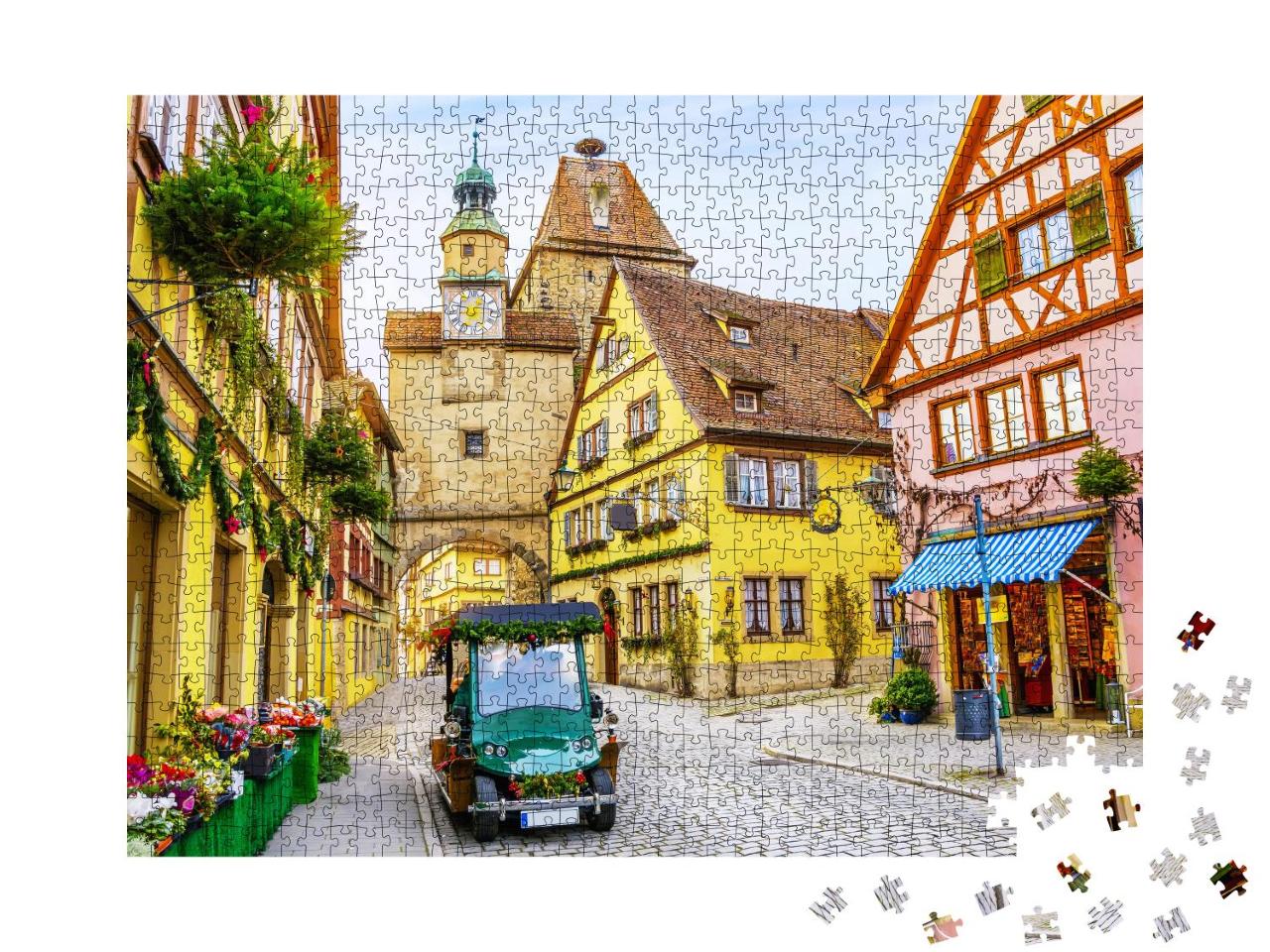 Puzzle 1000 Teile „Weihnachtliche Stimmung: Rotenburg ob der Tauber, Bayern, Deutschland“