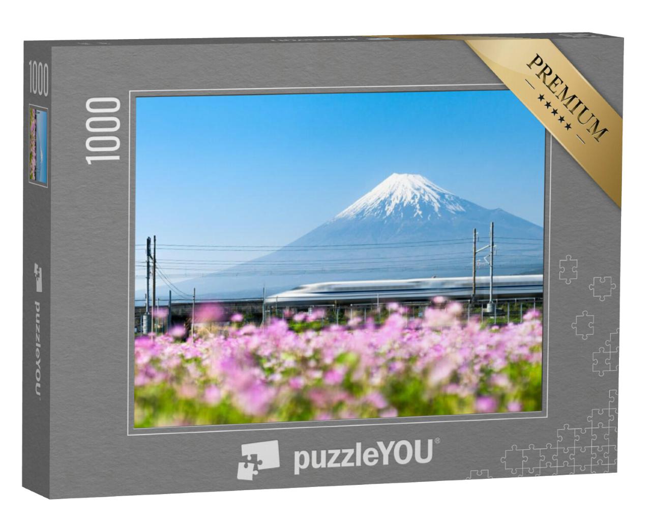 Puzzel 1000 stukjes „Hogesnelheidstrein Shinkansen bij de berg Fuji, Japan“