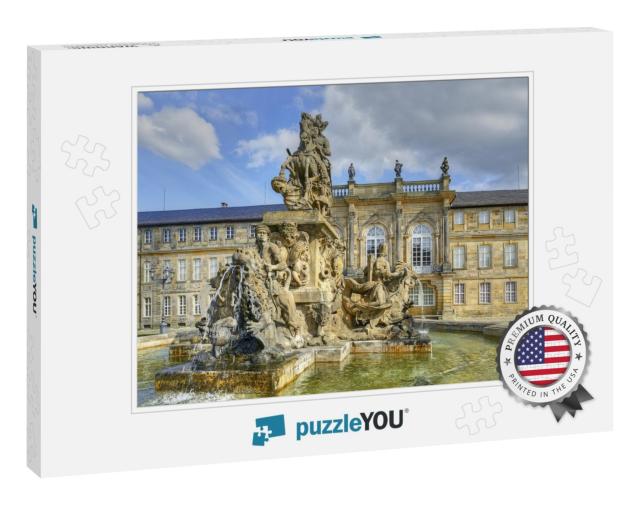 Bayreuth - Fountain & New Palace Neues Schloss, Seat of t... Jigsaw Puzzle