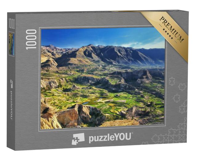 Puzzel 1000 stukjes „Trapterrassen in de Colca Canyon in Peru: 3279 meter diep“