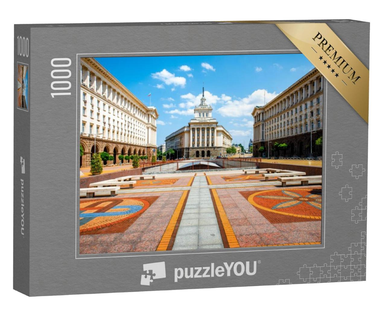 Puzzel 1000 stukjes „Socialistisch classicisme: Ensemble van drie gebouwen in Sofia, Bulgarije“