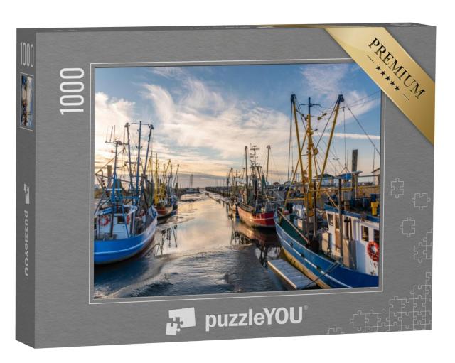 Puzzel 1000 stukjes „Vissersboten en garnalenkotters: Vissershaven van Dorum-Neufeld, Nedersaksen“