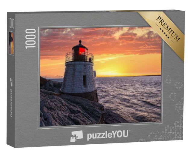 Puzzel 1000 stukjes „Oranje vuurtoren bij zonsondergang“