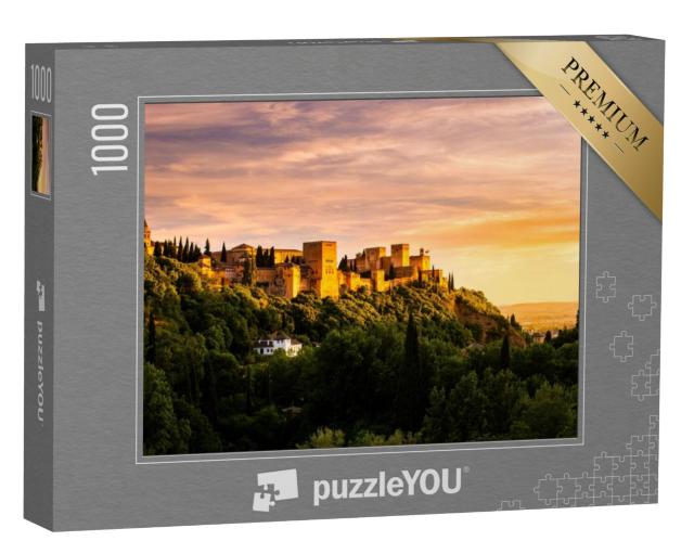 Puzzel 1000 stukjes „Betoverende zonsondergang boven het Alhambra, Granada, Spanje“