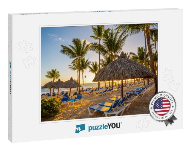 Tropical Beach Resort At Sunrise in Punta Cana, Dominican... Jigsaw Puzzle