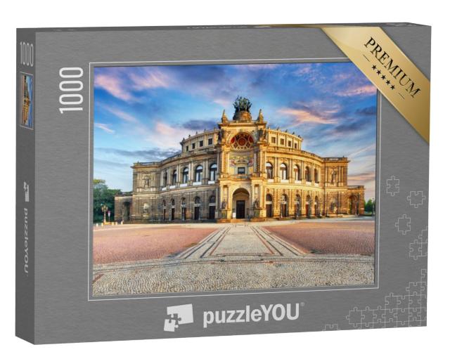 Puzzel 1000 stukjes „Semperoper in Dresden bij nacht, Duitsland“