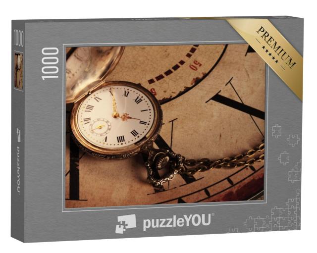 Puzzel 1000 stukjes „Een gouden zakhorloge als vintage horloge“