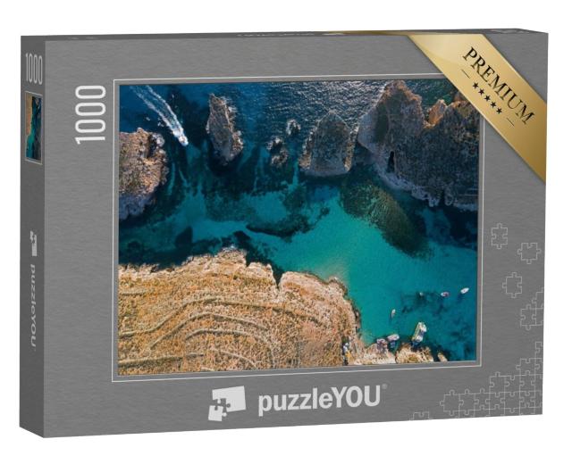 Puzzel 1000 stukjes „Luchtfoto van de Blue Lagoon in Malta“