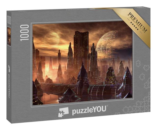 Puzzle 1000 Teile „Alien City: Skyline einer Fantasiestadt“