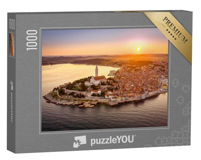 Puzzel 1000 stukjes „Zonsopgang vanuit de lucht van Rovinj, Kroatië“