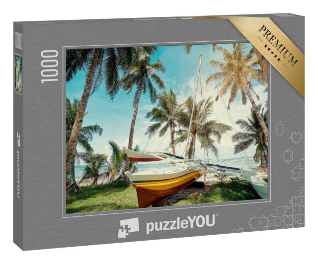 Puzzle 1000 Teile „Strand mit Fischerboot, Siargao Insel, Philippinen“