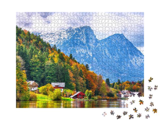 Puzzle 1000 Teile „Idyllische Herbstszene am Grundlsee, Steiermark, Österreich“