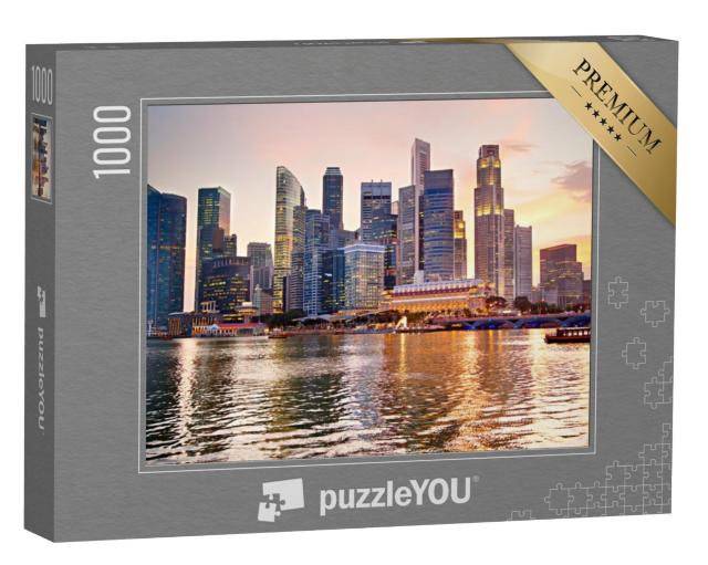 Puzzel 1000 stukjes „Singaporese skyline bij zonsondergang“