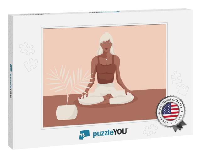 Woman Meditating. Concept for Yoga, Meditation... Jigsaw Puzzle