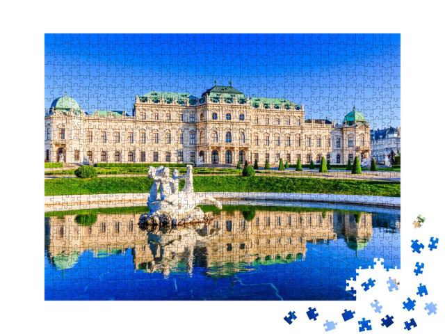 Puzzle 1000 Teile „Oberes Schloss Belvedere mit Wasserfontäne, Wien, Österreich“