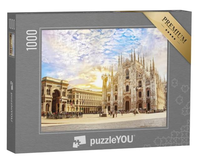 Puzzel 1000 stukjes „Kathedraal en Vittorio Emanuele Galerij op Piazza Duomo, Milaan“