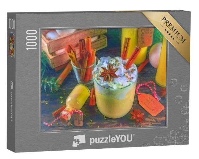 Puzzel 1000 stukjes „in de kunststijl van Franz Marc - Kerstmis Bombardino Livigno Cocktail“