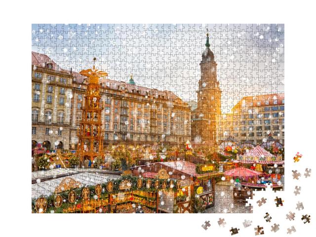 Puzzle 1000 Teile „Traditionell: Striezelmarkt in Dresden“